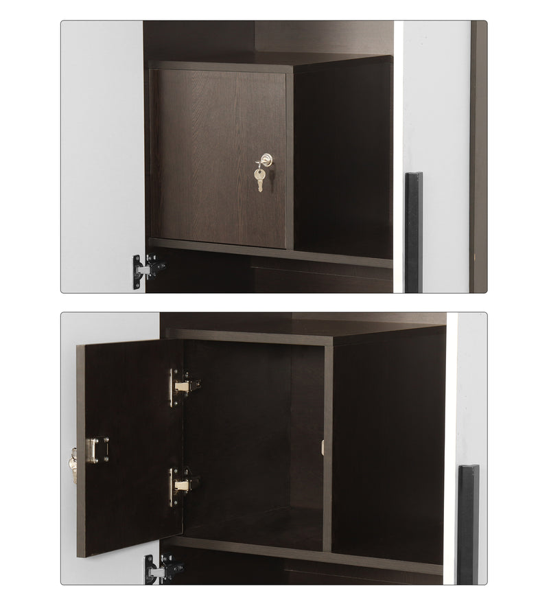 Mustang 3 Door Wardrobe With Mirror & Locker In Black Wenge & Frosty White Colour