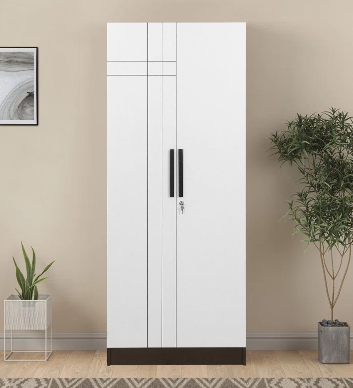 Mustang 2 Door Wardrobe & Locker In Black Wenge & Frosty White