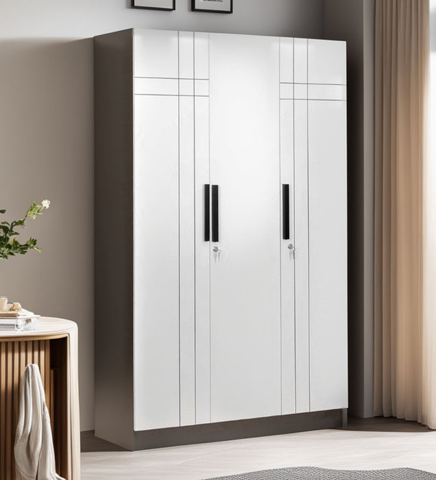 Mustang 3 Door Wardrobe & Locker In Black Wenge & Frosty White Colour