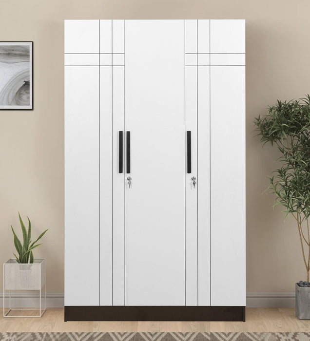 Mustang 3 Door Wardrobe & Locker In Black Wenge & Frosty White Colour