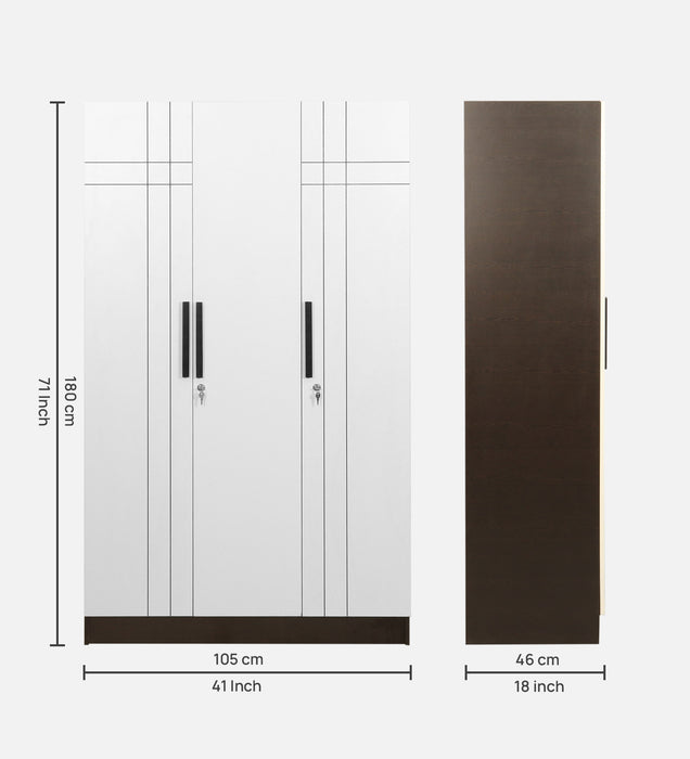 Mustang 3 Door Wardrobe & Locker In Black Wenge & Frosty White Colour