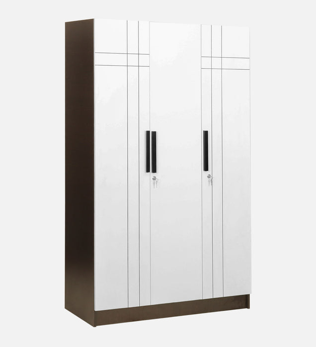 Mustang 3 Door Wardrobe & Locker In Black Wenge & Frosty White Colour