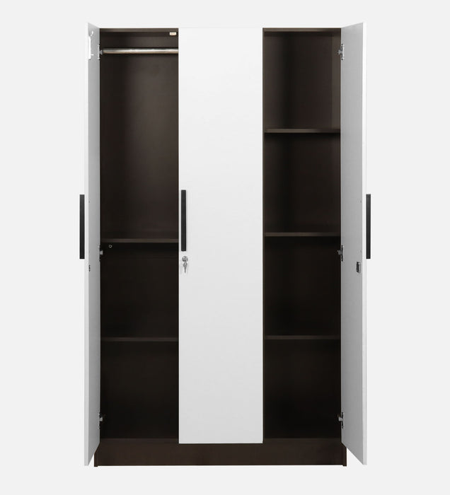 Mustang 3 Door Wardrobe & Locker In Black Wenge & Frosty White Colour