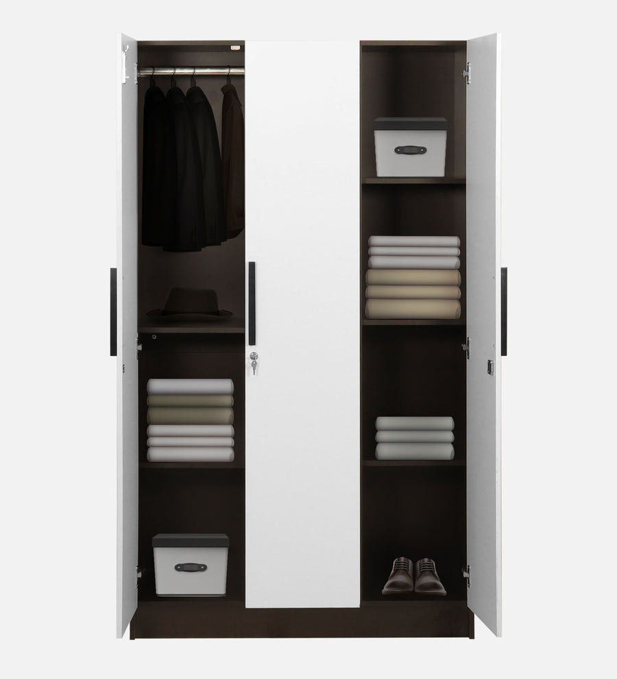 Mustang 3 Door Wardrobe In Black Wenge & Frosty White Colour