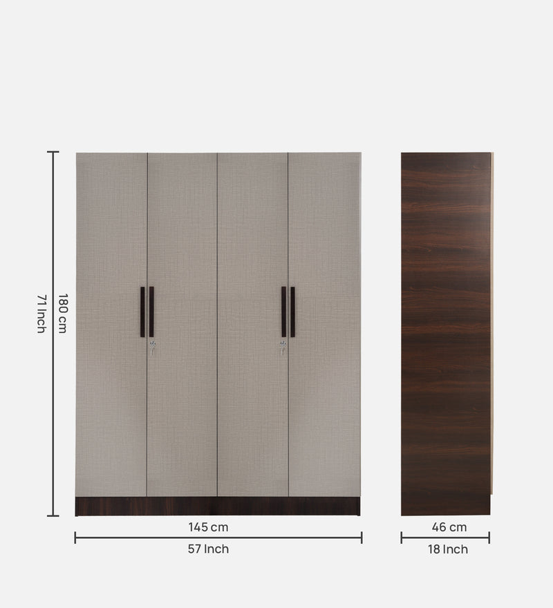 Trevi Mustang 4 Door Wardrobe- Dark Maple & Hazel Cambric
