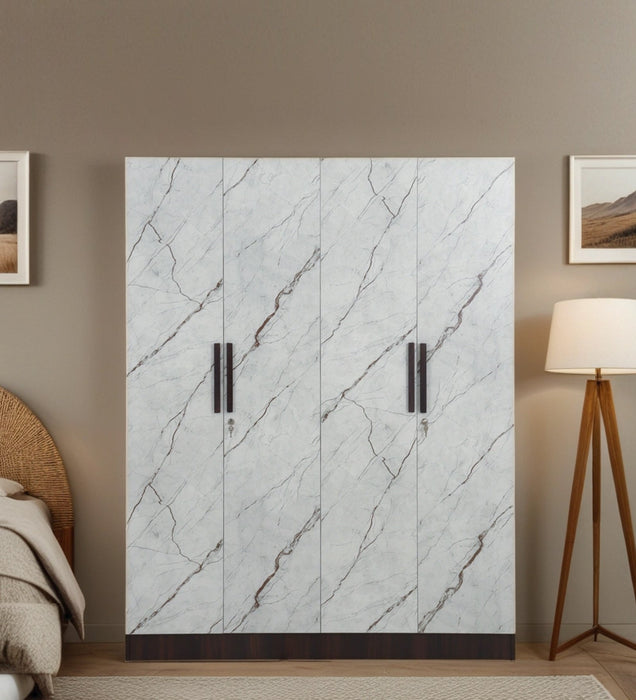 Trevi Mustang 4 Door Wardrobe- Dark Maple & White Stone