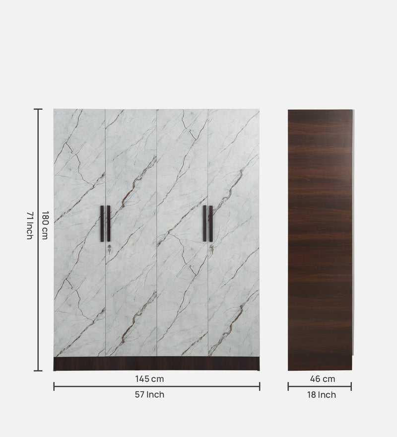 Elevate Your Bedroom with the Trevi Mustang 4 Door Wardrobe Dark Maple & White Stone