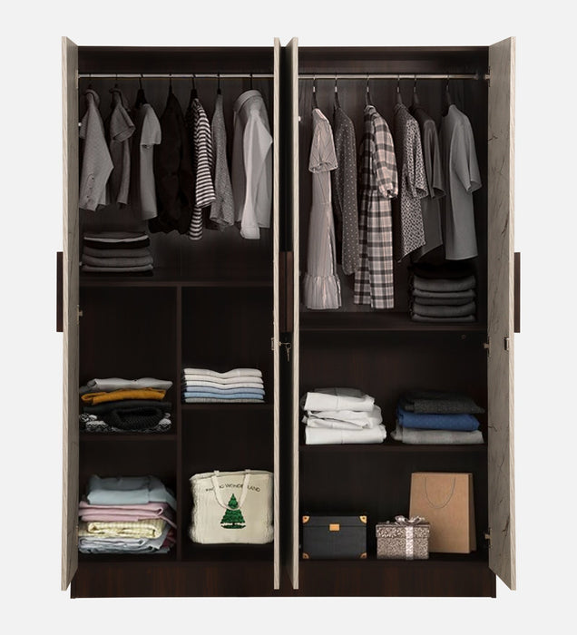 Trevi Mustang 4 Door Wardrobe- Dark Maple & White Stone