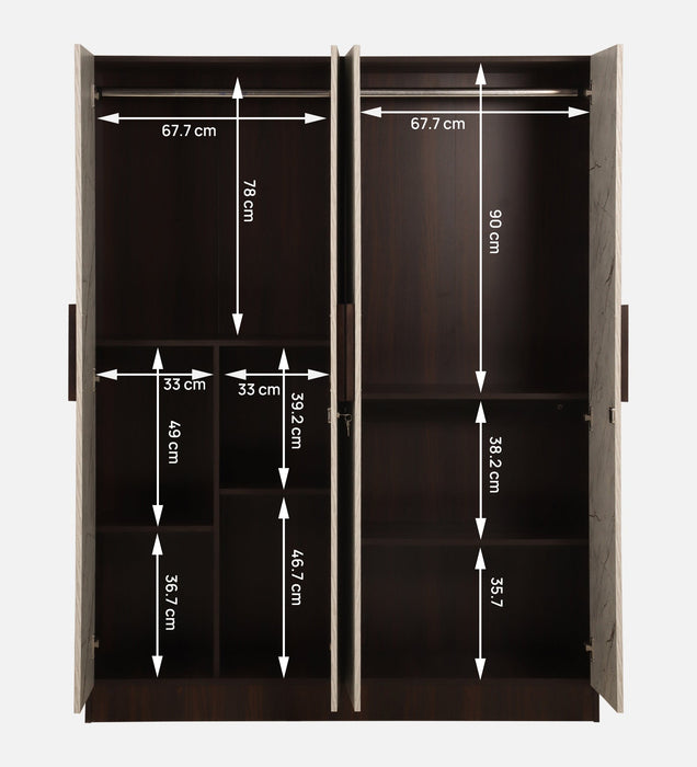 Trevi Mustang 4 Door Wardrobe- Dark Maple & White Stone