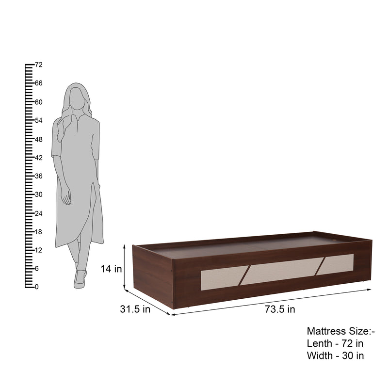 Native Single Bed in Brown Finish with Box Storage