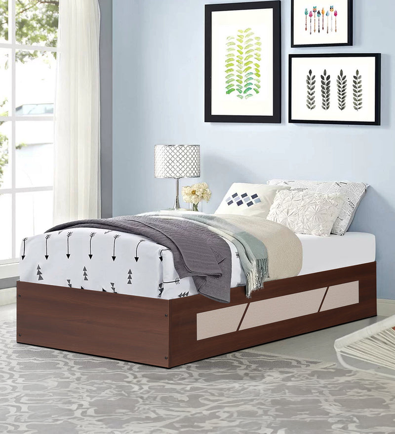 Native Single Bed in Brown Finish with Box Storage