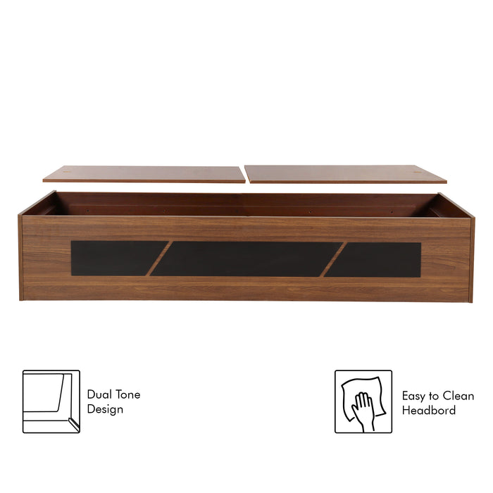 Native Single Bed in Teak Finish with Box Storage