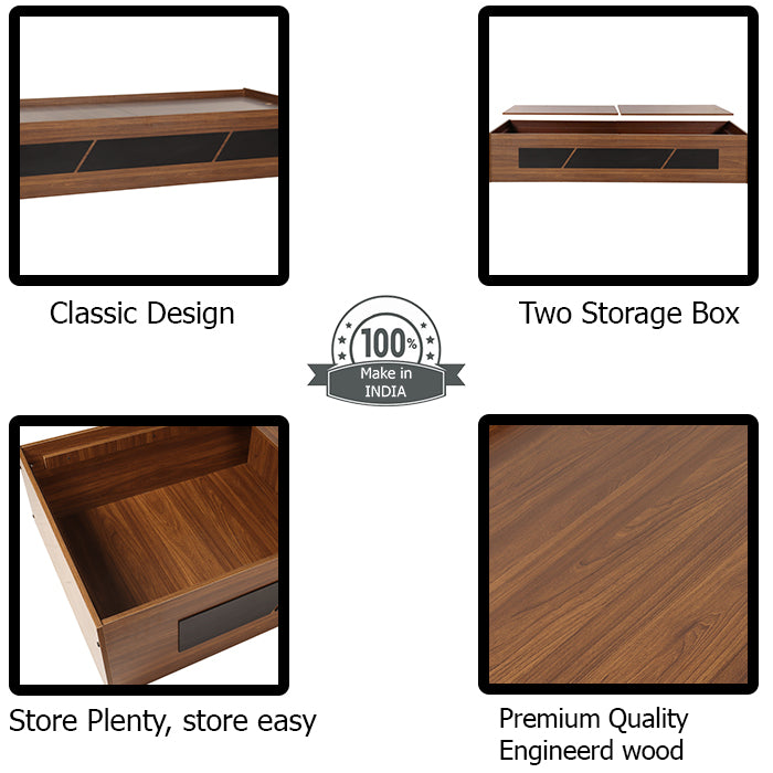 Native Single Bed in Teak Finish with Box Storage