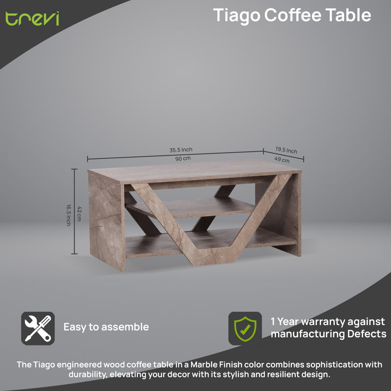Tiago Coffee Table In Oak & White Colour