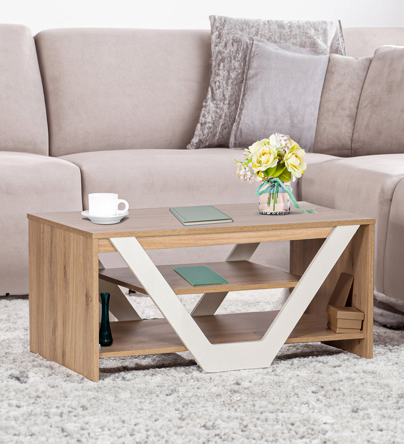 Tiago Coffee Table In Oak & White Colour