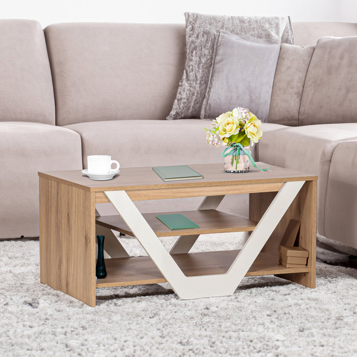 Tiago Coffee Table In Oak & White Colour