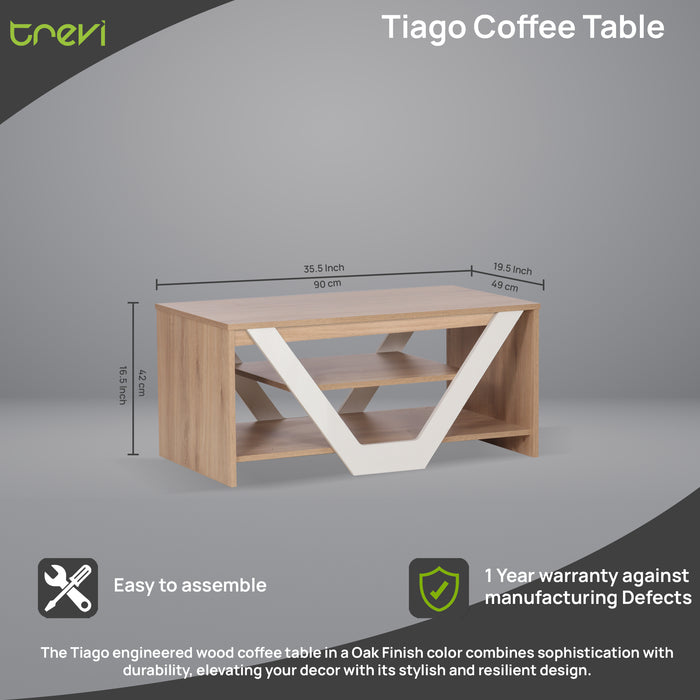 Tiago Coffee Table In Oak & White Colour