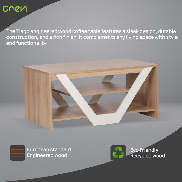 Tiago Coffee Table In Oak & White Colour