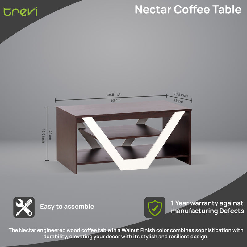 Nectar Table Nectar Coffee Table In Walnut & White Colour — TREVI FURNITURE