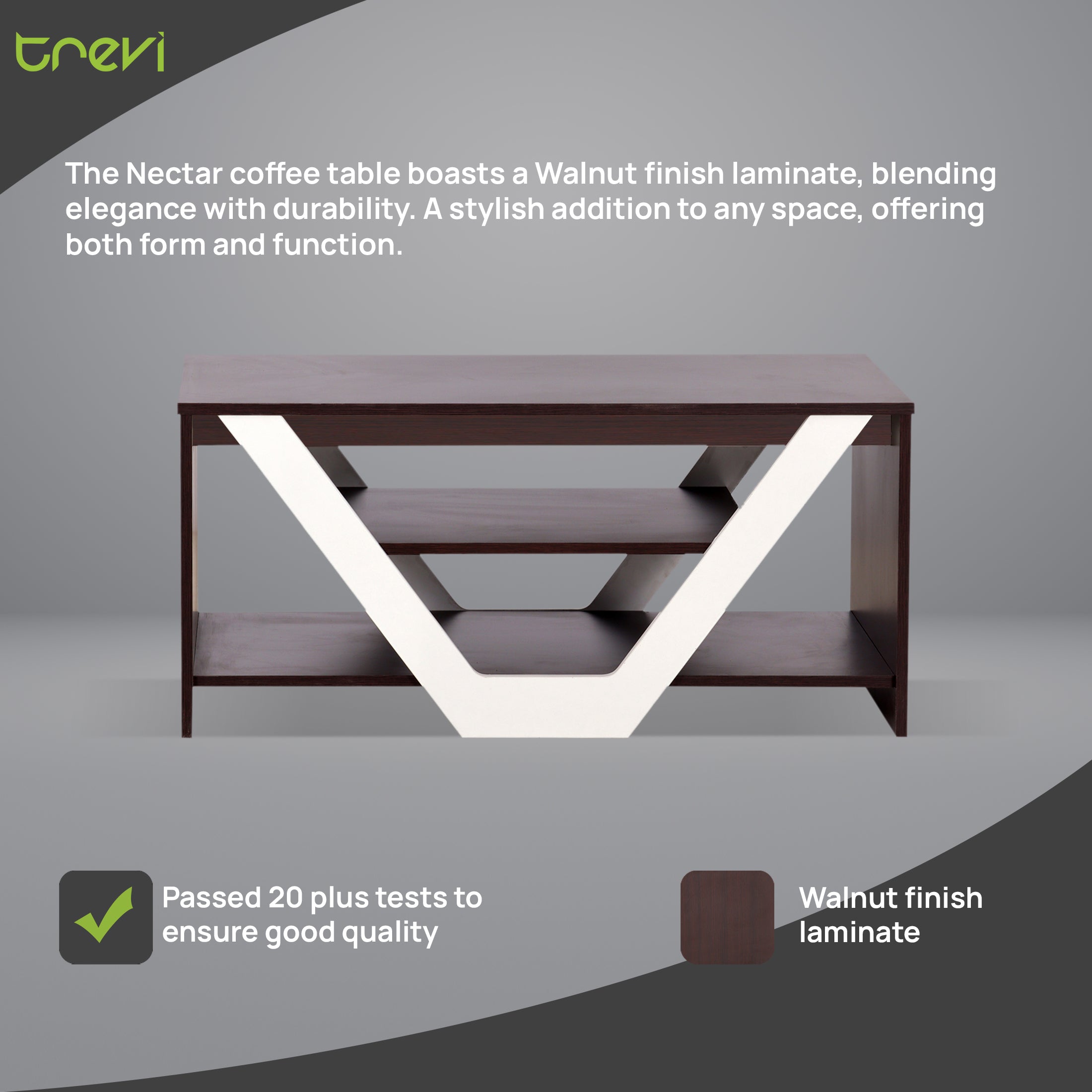 Nectar Coffee Table In Walnut & White Colour — TREVI FURNITURE