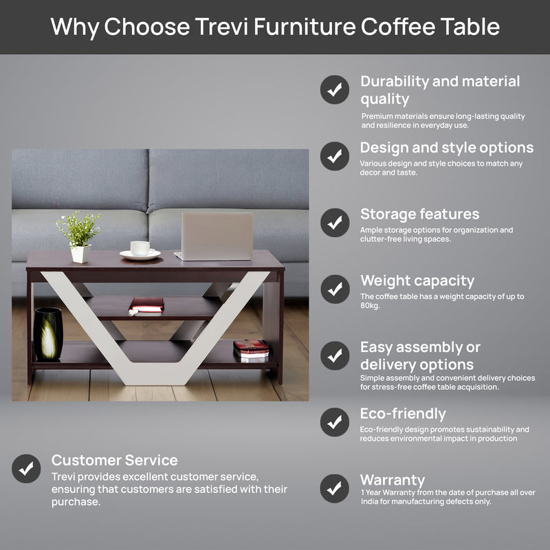 Nectar Table Nectar Coffee Table In Walnut & White Colour — TREVI FURNITURE