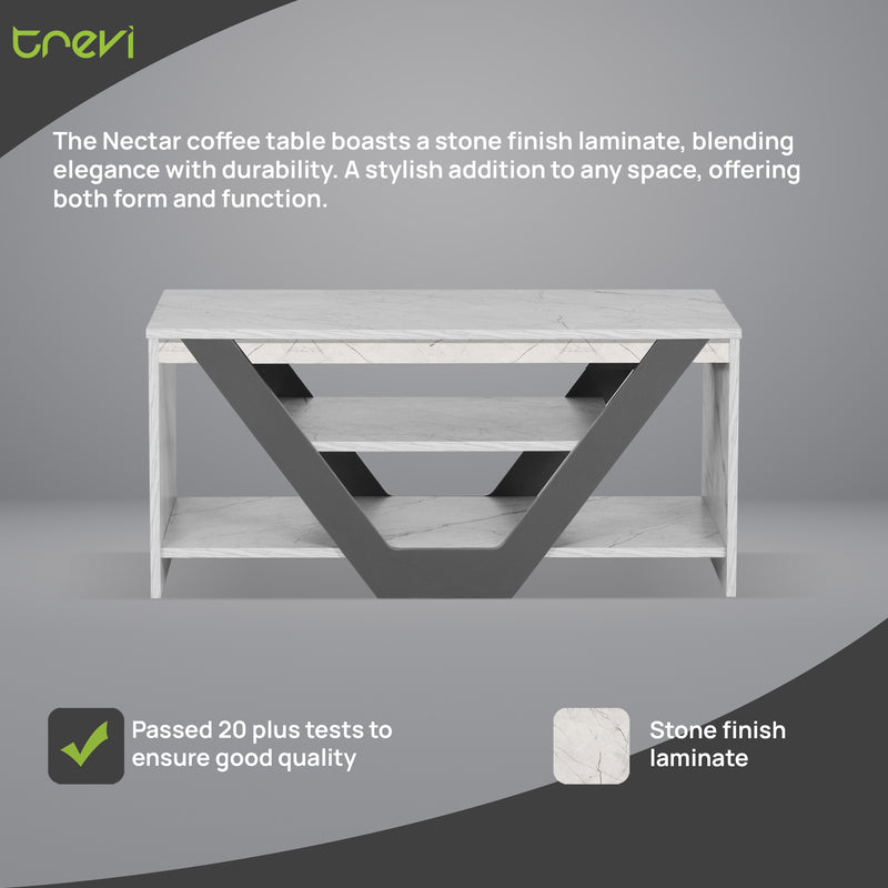 Nectar Coffee Table In White Stone & Slate Grey Colour