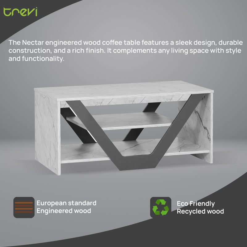 Nectar Coffee Table In White Stone & Slate Grey Colour