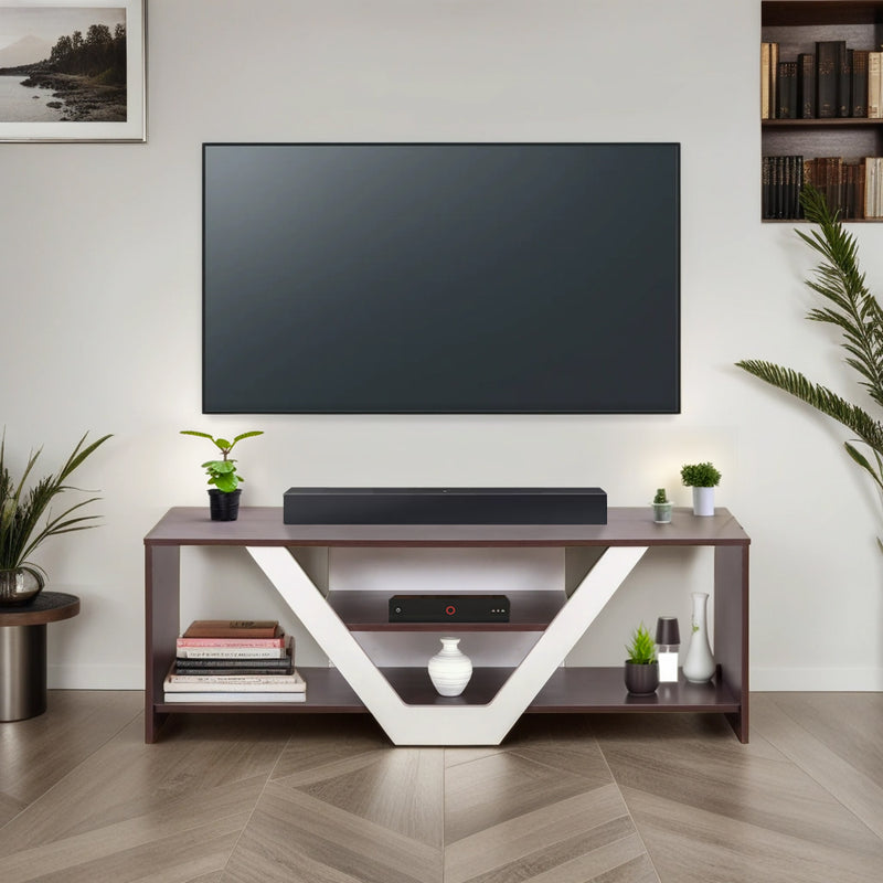 Nectar Tv Unit In Walnut & White Colour