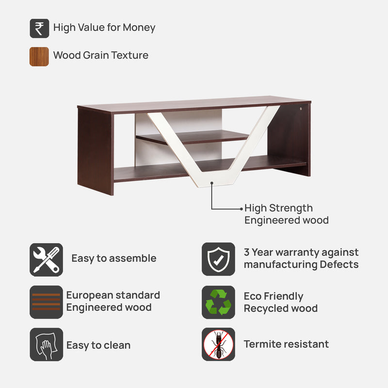 Nectar Tv Unit In Walnut & White Colour