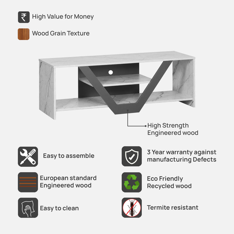 Nectar Tv Unit In White Stone & Slate Grey Colour