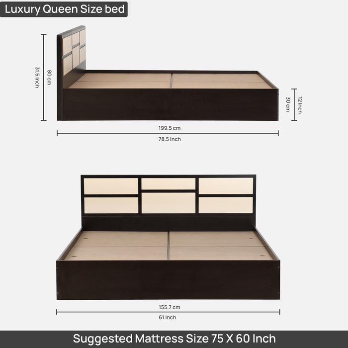 Nirvana Engineered wood Bed Without Storage in King/Queen/Double Size in Wenge Colour