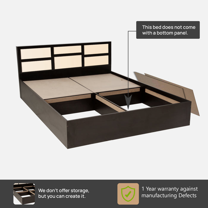 Nirvana Engineered wood Bed Without Storage in King/Queen/Double Size in Wenge Colour