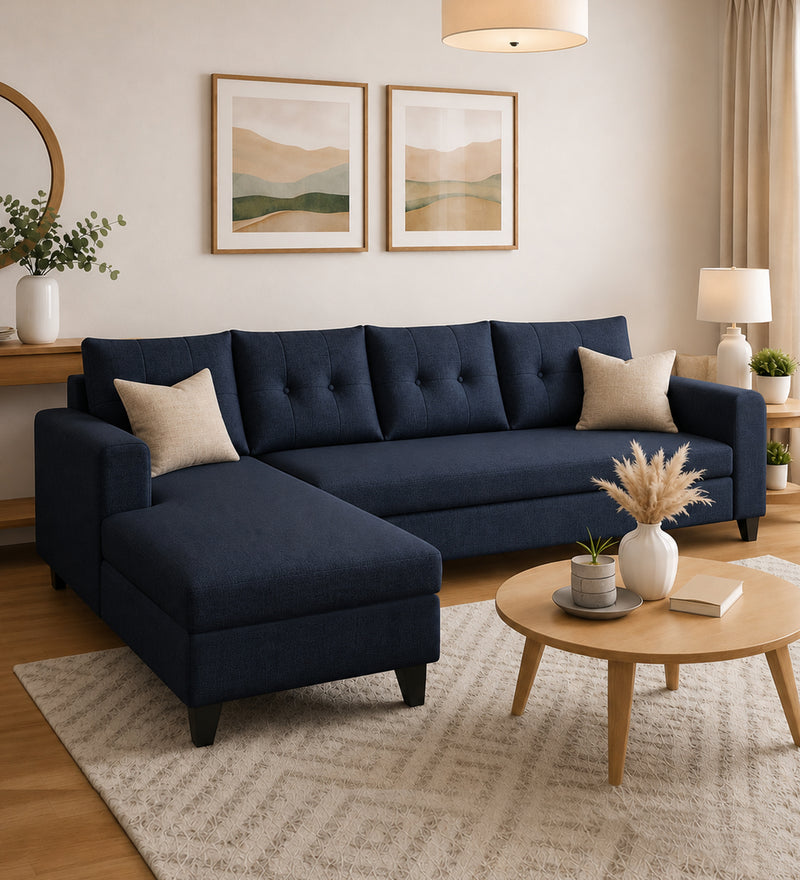 Norris Fabric LHS 6 Seater Sectional Sofa In Cool Cobalt Colour