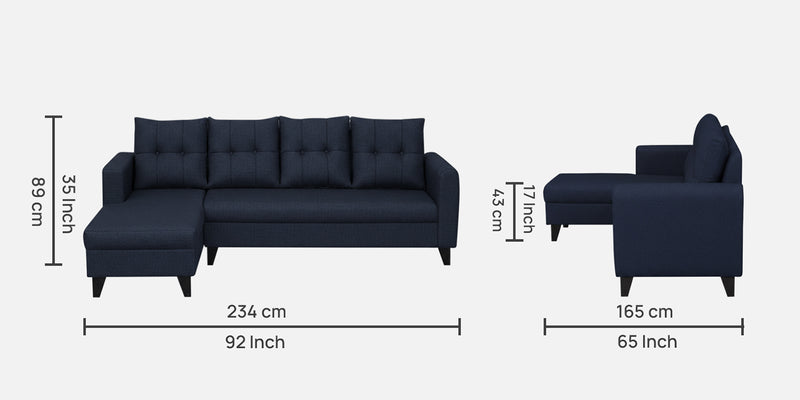 Norris Fabric LHS 6 Seater Sectional Sofa In Cool Cobalt Colour