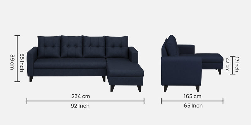 Norris Fabric RHS 6 Seater Sectional Sofa In Cool Cobalt Colour