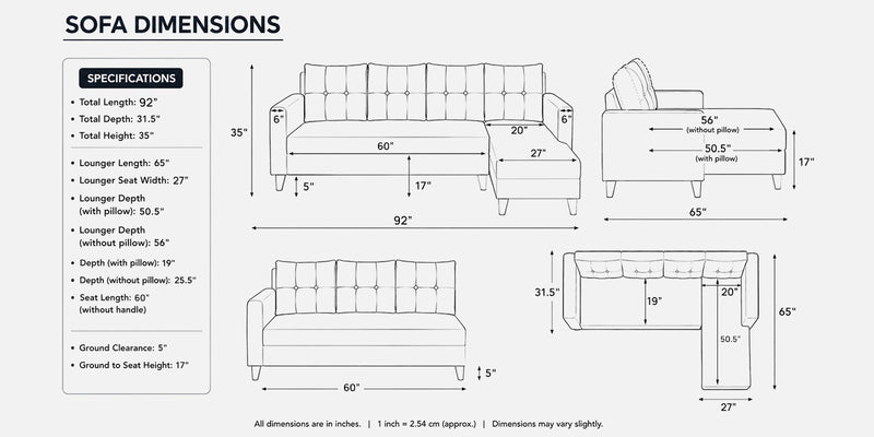 Norris Fabric LHS 6 Seater Sectional Sofa In Moss Green Colour