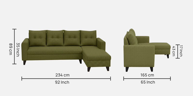 Norris Fabric RHS 6 Seater Sectional Sofa In Moss Green Colour