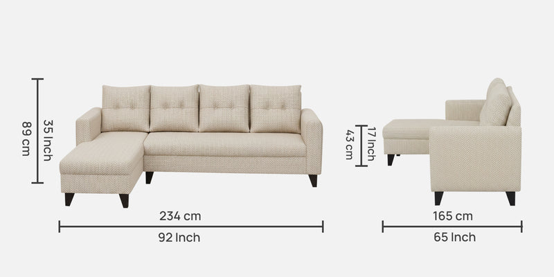 Norris Fabric LHS 6 Seater Sectional Sofa In Silk Cream Colour