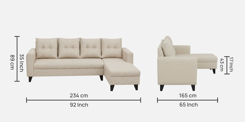 Norris Fabric RHS 6 Seater Sectional Sofa In Silk Cream Colour