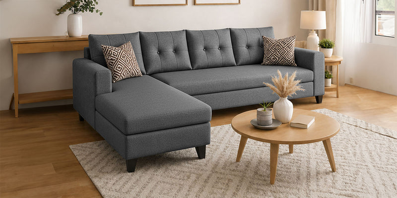 Norris Fabric LHS 6 Seater Sectional Sofa In Steel Grey Colour