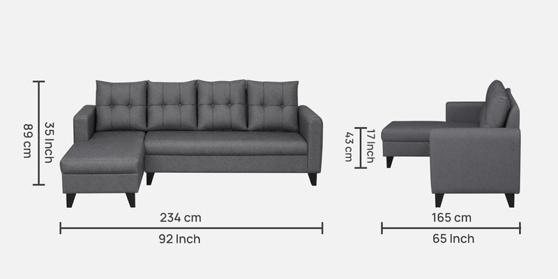 Norris Fabric LHS 6 Seater Sectional Sofa In Steel Grey Colour