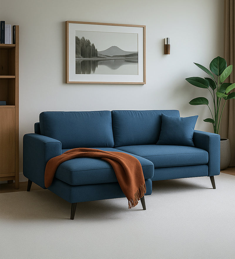 Ohana Velvet LHS Compact 5 Seater Sectional Fabric Sofa