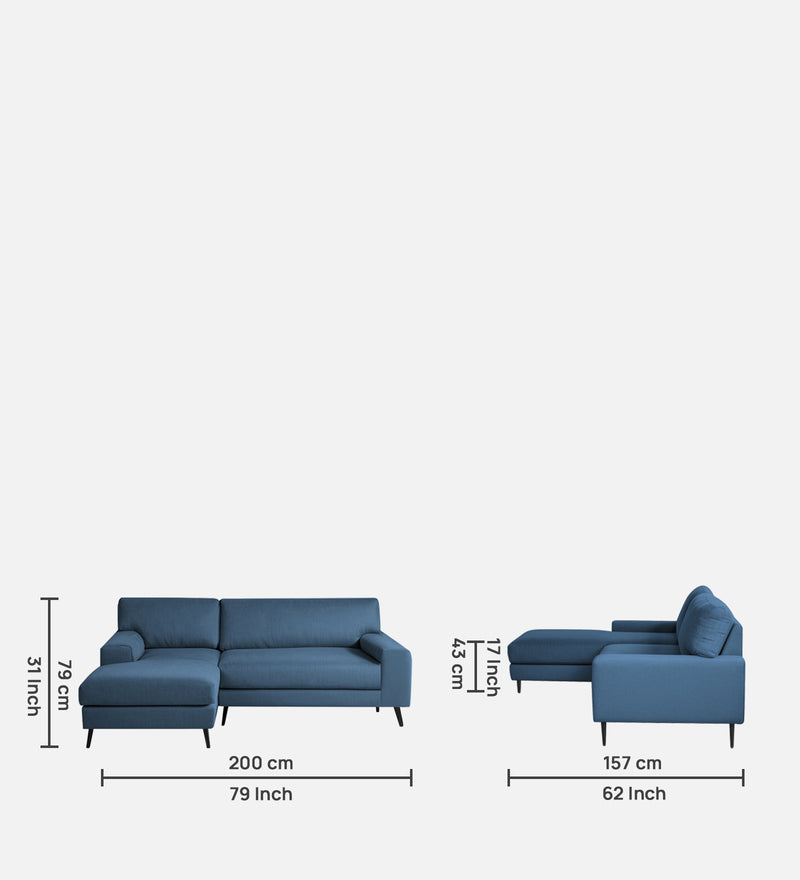 Ohana Velvet LHS Compact 5 Seater Sectional Fabric Sofa