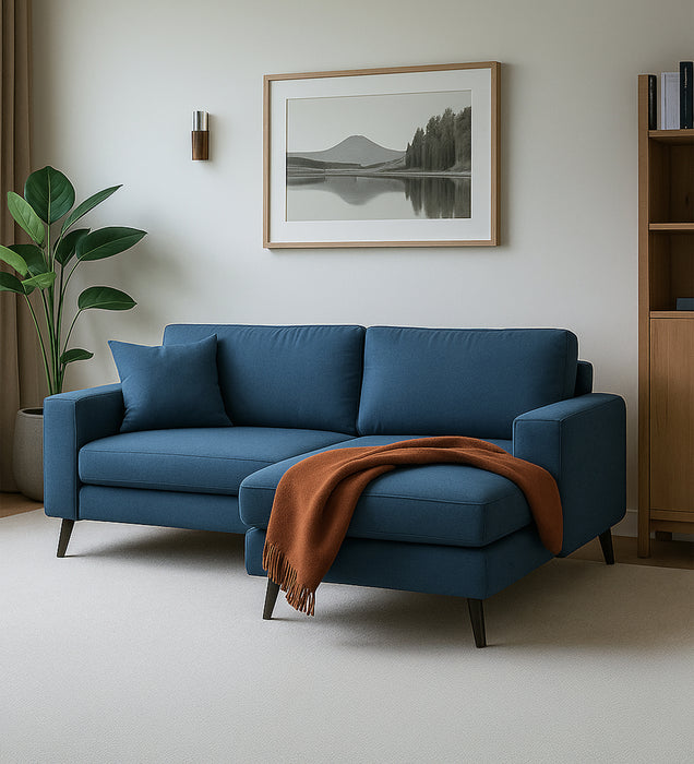 Ohana Velvet RHS Compact 5 Seater Sectional Fabric Sofa