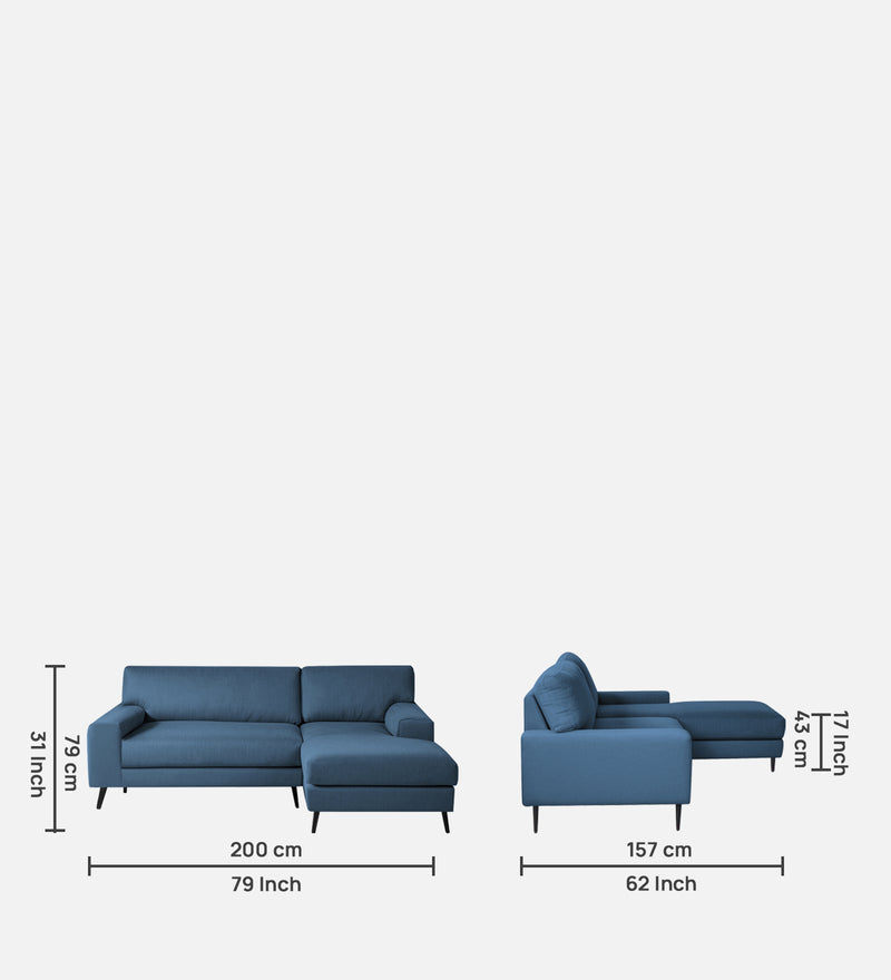 Ohana Velvet RHS Compact 5 Seater Sectional Fabric Sofa