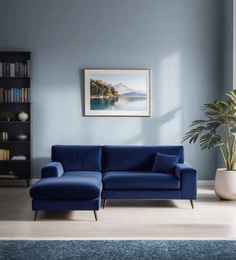 Ohana Velvet LHS Compact 5 Seater Sectional Fabric Sofa