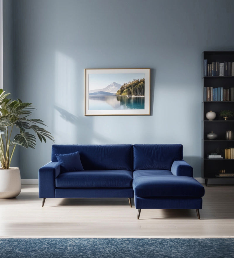 Ohana Velvet RHS Compact 5 Seater Sectional Fabric Sofa