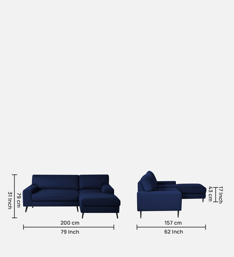 Ohana Velvet RHS Compact 5 Seater Sectional Fabric Sofa