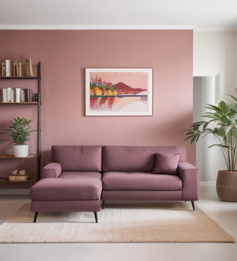 Ohana Velvet LHS Compact 5 Seater Sectional Fabric Sofa