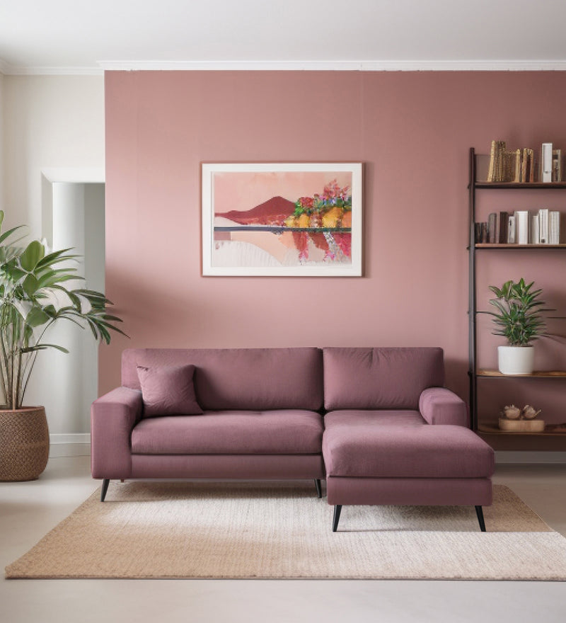 Ohana Velvet RHS Compact 5 Seater Sectional Fabric Sofa